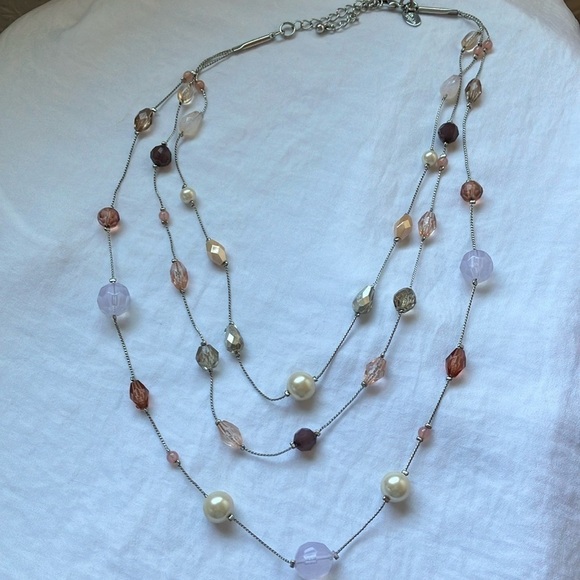 Lia Sophia Jewelry - Lia Sophia- 3 tier bronze/clear/cream/chocolate colored beads- Necklace